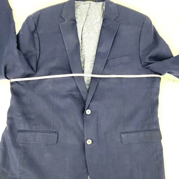 Lauren Ralph Lauren for Macy's Mens Navy Blue Linen Blazer Sportcoat Size 46 L - Picture 3 of 9